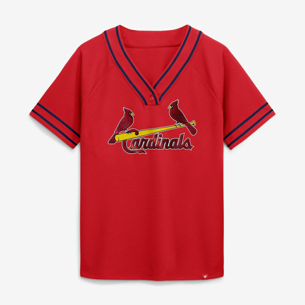 St. Louis Cardinals Women's Diva Race Ahead Raglan V-Neck T-Shirt Red