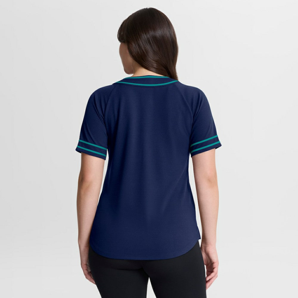 Seattle Mariners Women's Diva Race Ahead Raglan V-Neck T-Shirt Navy