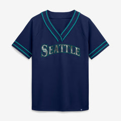 Seattle Mariners Women's Diva Race Ahead Raglan V-Neck T-Shirt Navy