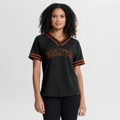San Francisco Giants Women's Diva Race Ahead Raglan V-Neck T-Shirt Black