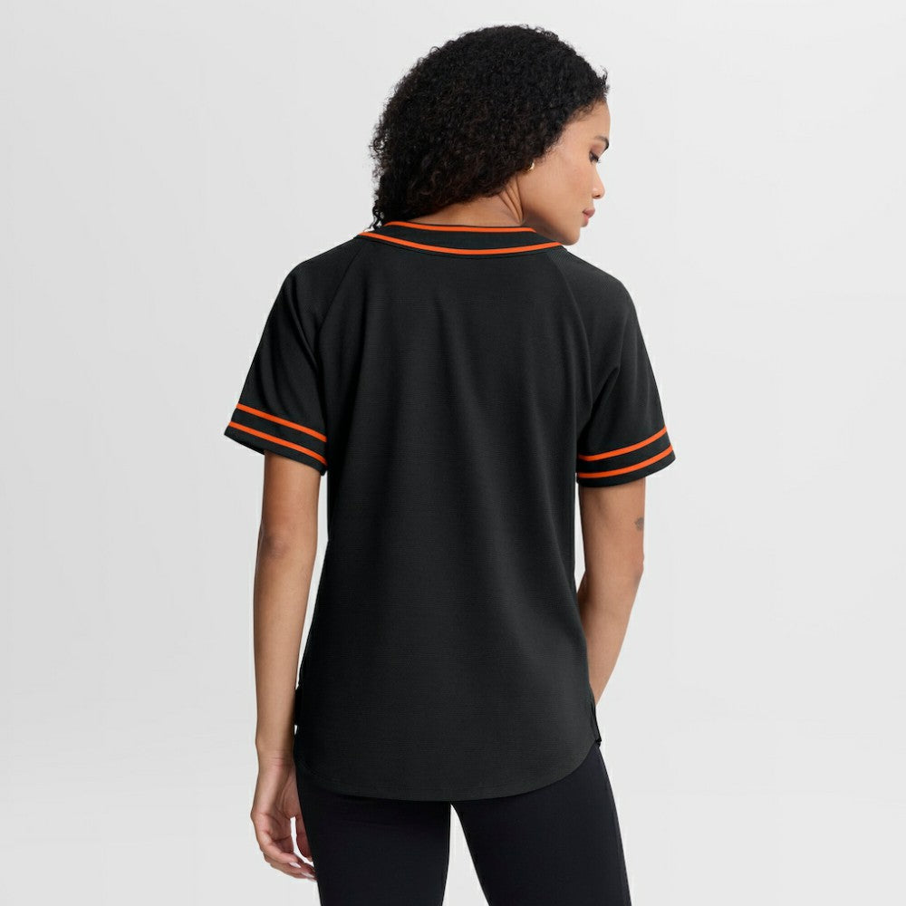 San Francisco Giants Women's Diva Race Ahead Raglan V-Neck T-Shirt Black