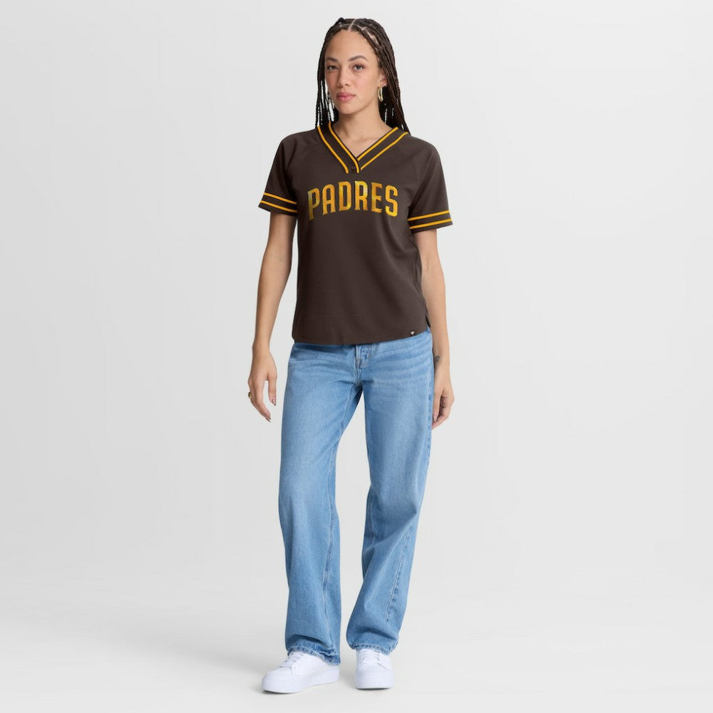 San Diego Padres Women's Diva Race Ahead Raglan V-Neck T-Shirt Brown