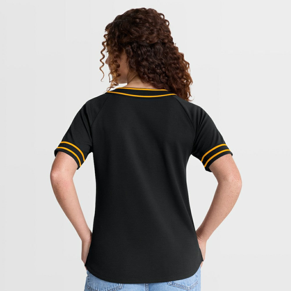 Pittsburgh Pirates Women's Diva Race Ahead Raglan V-Neck T-Shirt Black