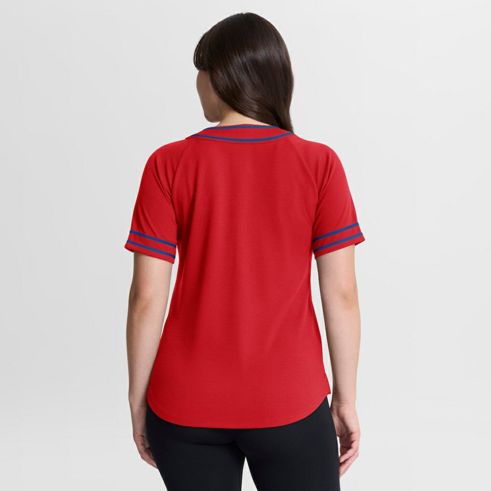 Philadelphia Phillies Women's Diva Race Ahead Raglan V-Neck T-Shirt Red