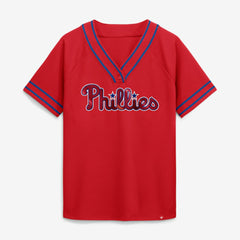 Philadelphia Phillies Women's Diva Race Ahead Raglan V-Neck T-Shirt Red