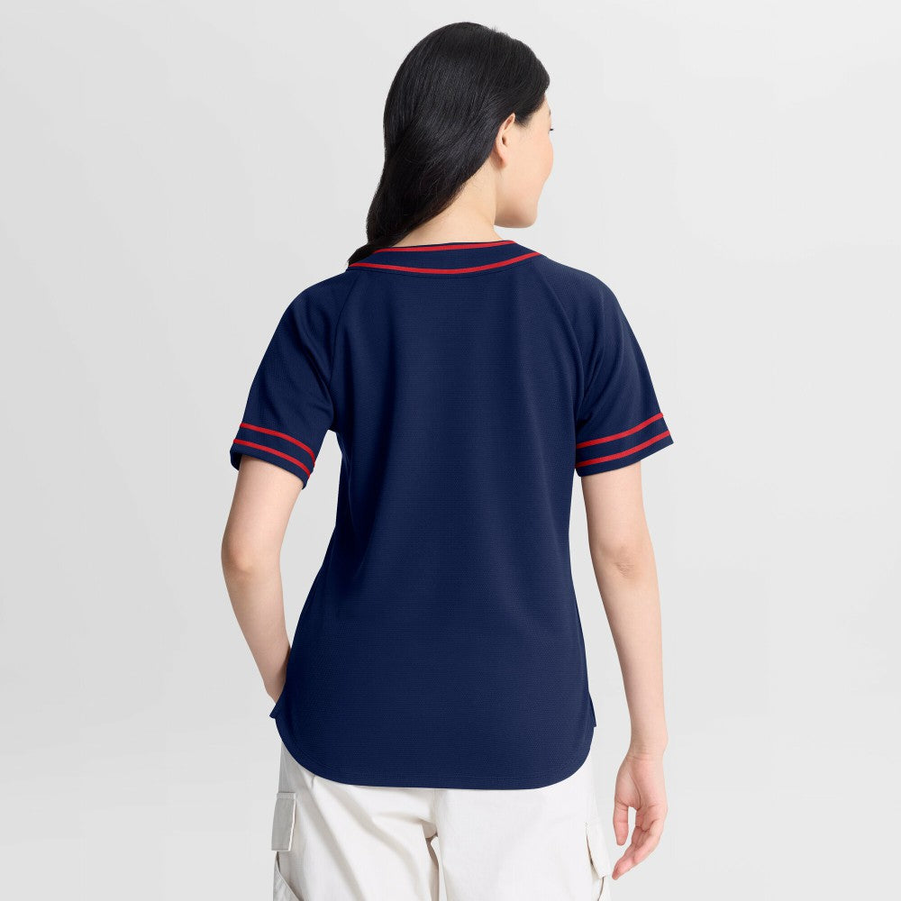 Minnesota Twins Women's Diva Race Ahead Raglan V-Neck T-Shirt Navy