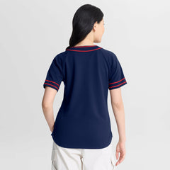 Minnesota Twins Women's Diva Race Ahead Raglan V-Neck T-Shirt Navy
