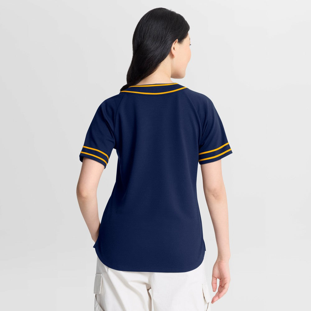 Milwaukee Brewers Women's Diva Race Ahead Raglan V-Neck T-Shirt Navy
