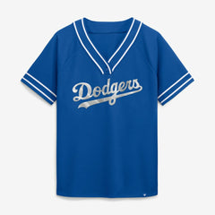 Los Angeles Dodgers Women's Diva Race Ahead Raglan V-Neck T-Shirt Royal