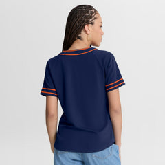 Detroit Tigers Women's Diva Race Ahead Raglan V-Neck T-Shirt Navy