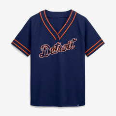 Detroit Tigers Women's Diva Race Ahead Raglan V-Neck T-Shirt Navy