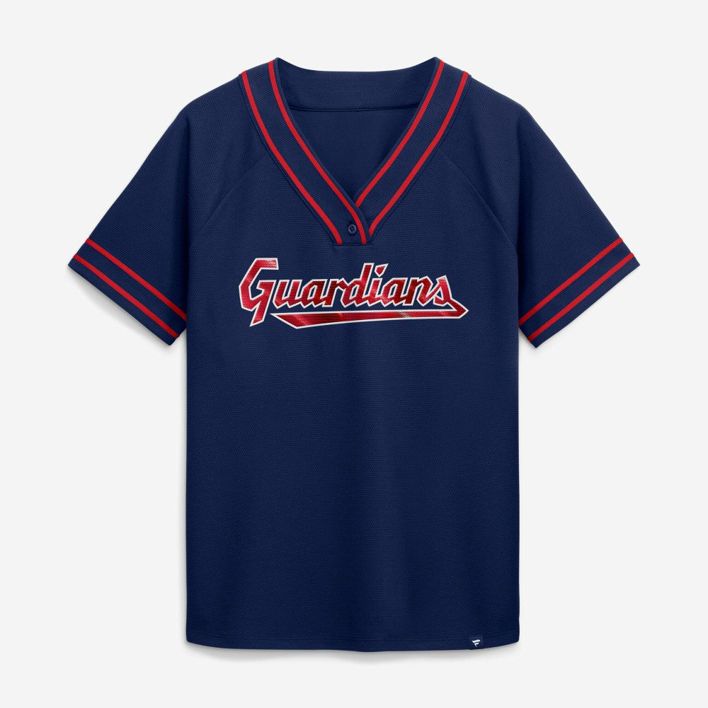 Cleveland Guardians Women's Diva Race Ahead Raglan V-Neck T-Shirt Navy