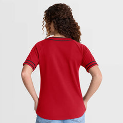 Cincinnati Reds Women's Diva Race Ahead Raglan V-Neck T-Shirt Red