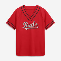 Cincinnati Reds Women's Diva Race Ahead Raglan V-Neck T-Shirt Red