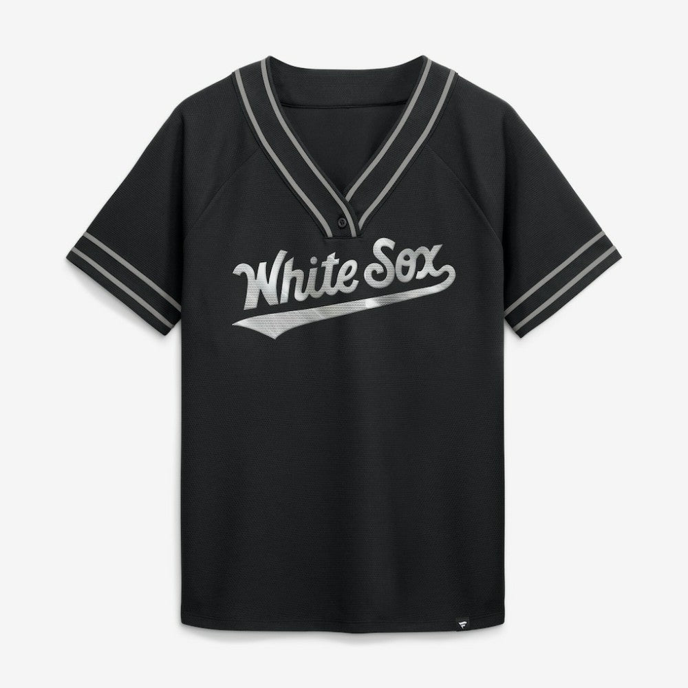 Chicago White Sox Women's Diva Race Ahead Raglan V-Neck T-Shirt Black
