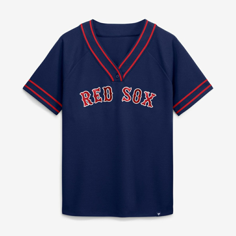 Boston Red Sox Women's Diva Race Ahead Raglan V-Neck T-Shirt Navy