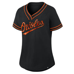 Baltimore Orioles Women's Diva Race Ahead Raglan V-Neck T-Shirt Black