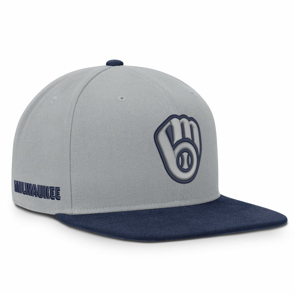 Milwaukee Brewers Primetime Pro Dri-FIT Snapback Hat Gray/Navy | Nike