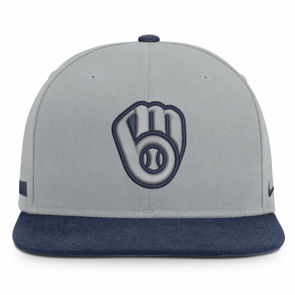 Milwaukee Brewers Primetime Pro Dri-FIT Snapback Hat Gray/Navy | Nike