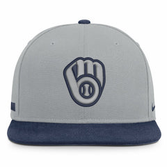 Milwaukee Brewers Primetime Pro Dri-FIT Snapback Hat Gray/Navy | Nike