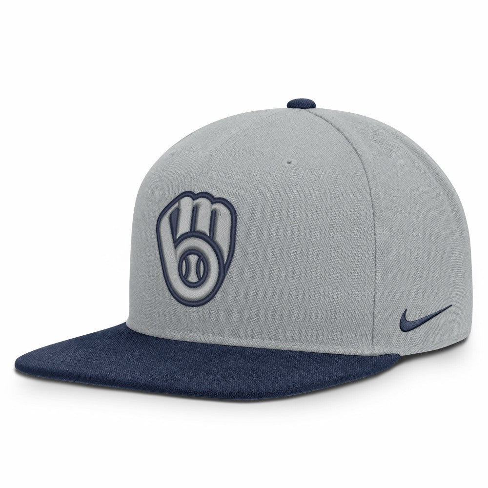 Milwaukee Brewers Primetime Pro Dri-FIT Snapback Hat Gray/Navy | Nike