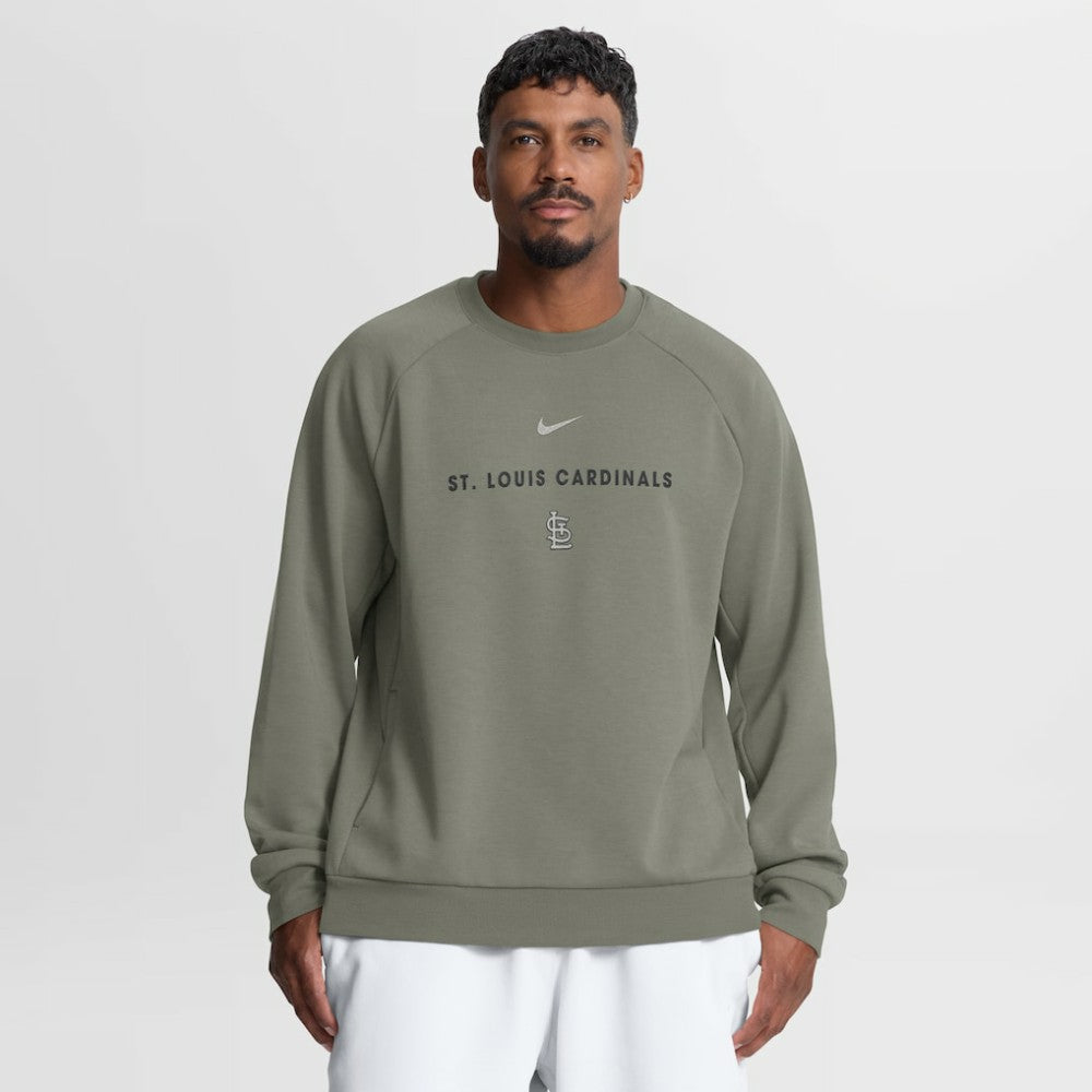 St. Louis Cardinals Statement Primary Raglan Dri-FIT Sweatshirt Olive | Nike