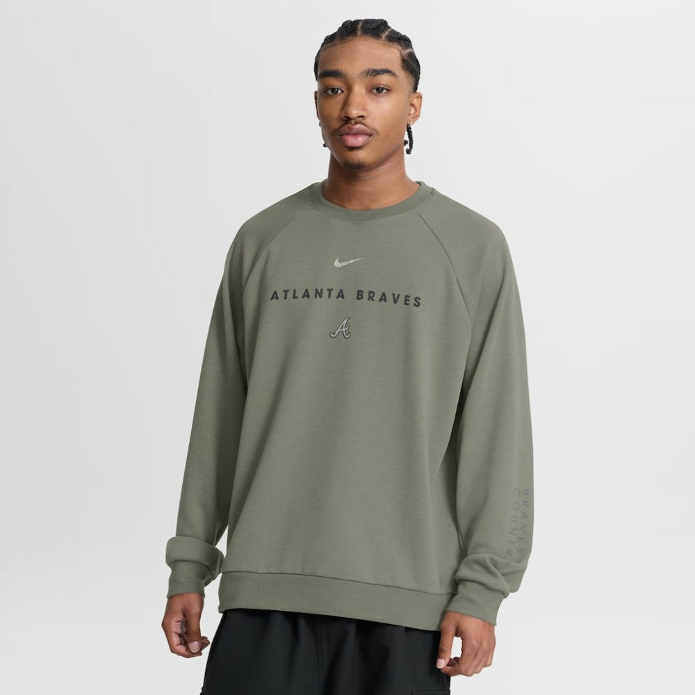 Atlanta Braves Statement Primary Raglan Dri-FIT Sweatshirt Olive | Nike