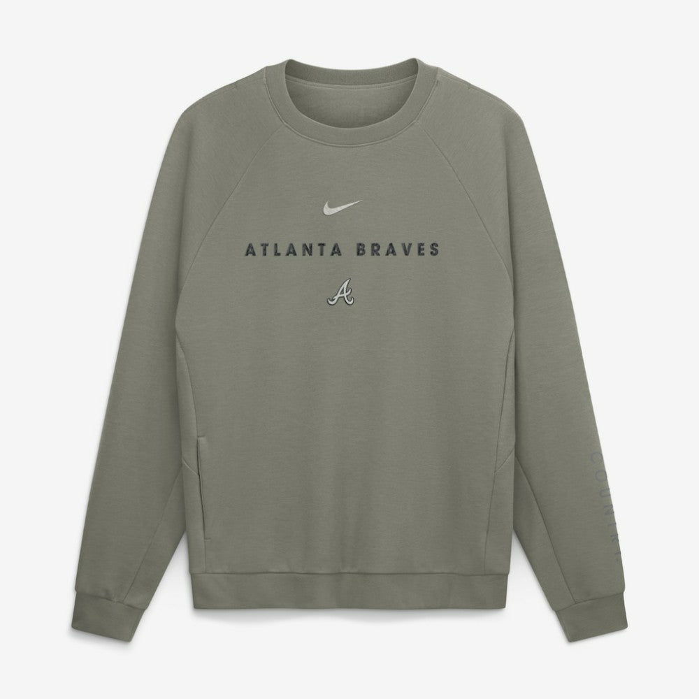 Atlanta Braves Statement Primary Raglan Dri-FIT Sweatshirt Olive | Nike