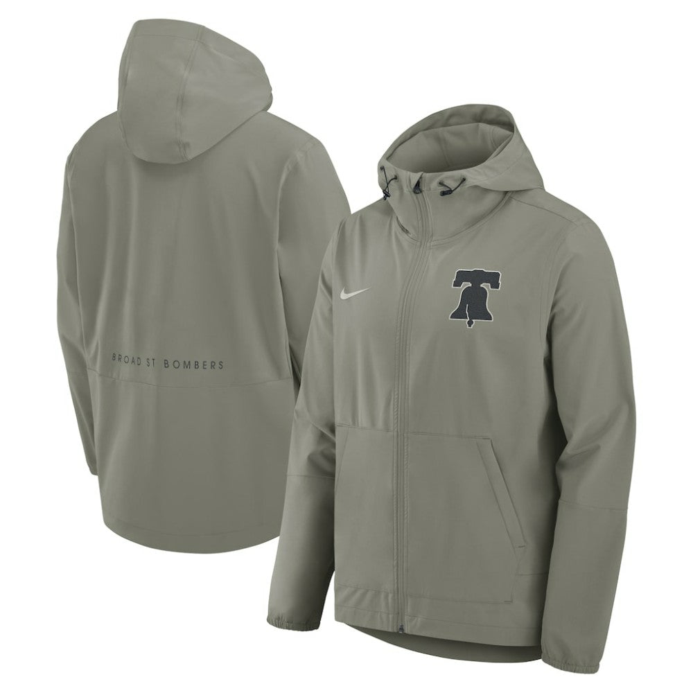 Philadelphia Phillies Unlimited Packable Full-Zip Hooded Jacket Olive | Nike