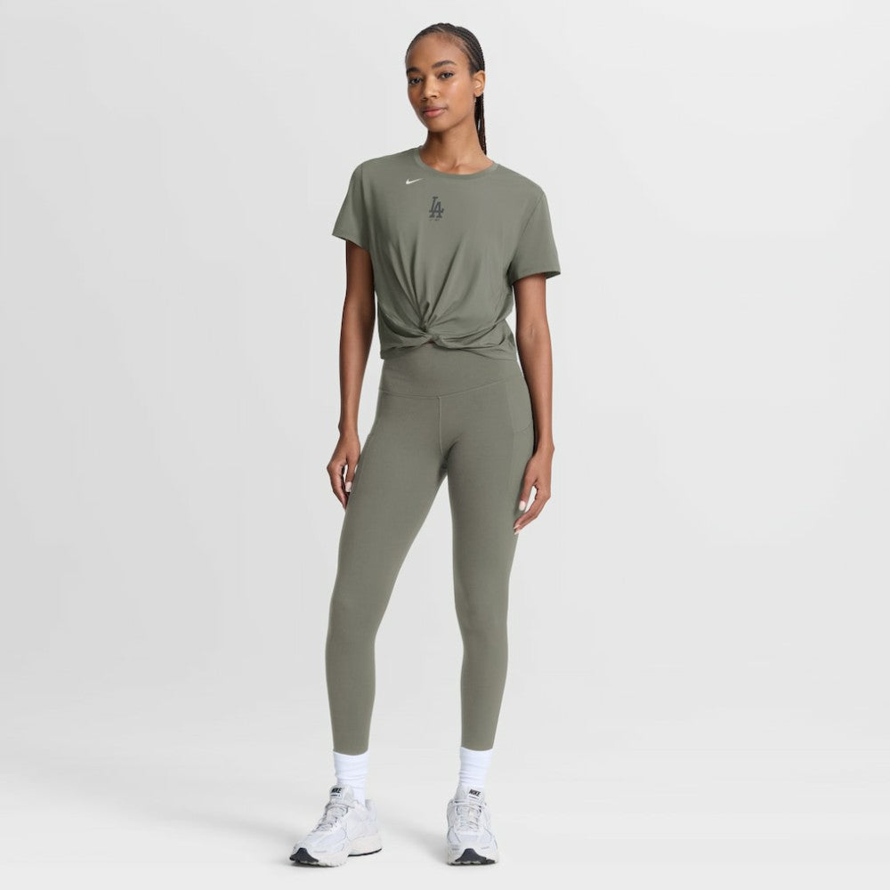 Los Angeles Dodgers Women's One Twist Dri-FIT Cropped T-Shirt Olive | Nike