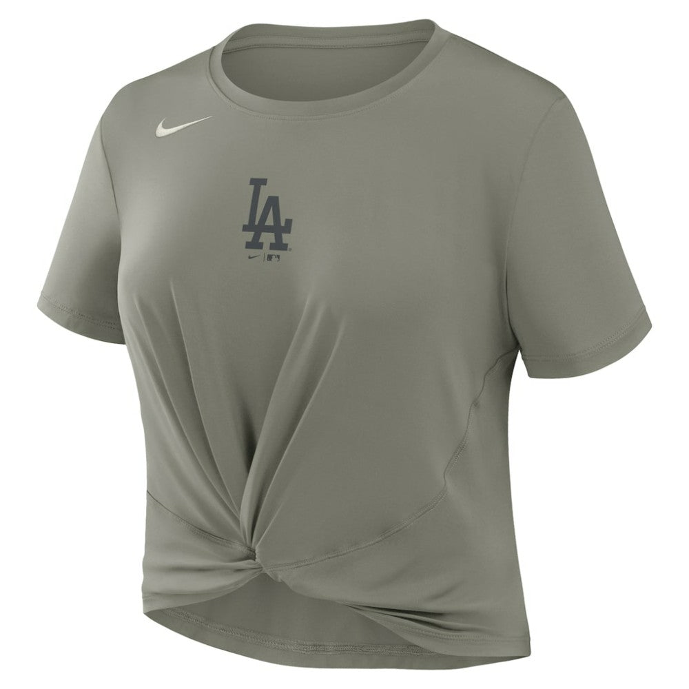 Los Angeles Dodgers Women's One Twist Dri-FIT Cropped T-Shirt Olive | Nike