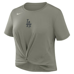 Los Angeles Dodgers Women's One Twist Dri-FIT Cropped T-Shirt Olive | Nike