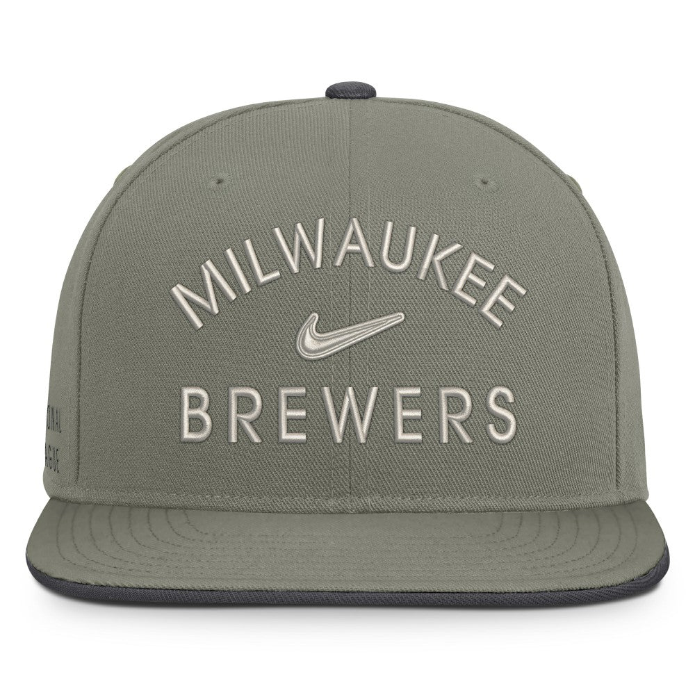 Milwaukee Brewers Pro Dri-FIT Snapback Hat Olive | Nike