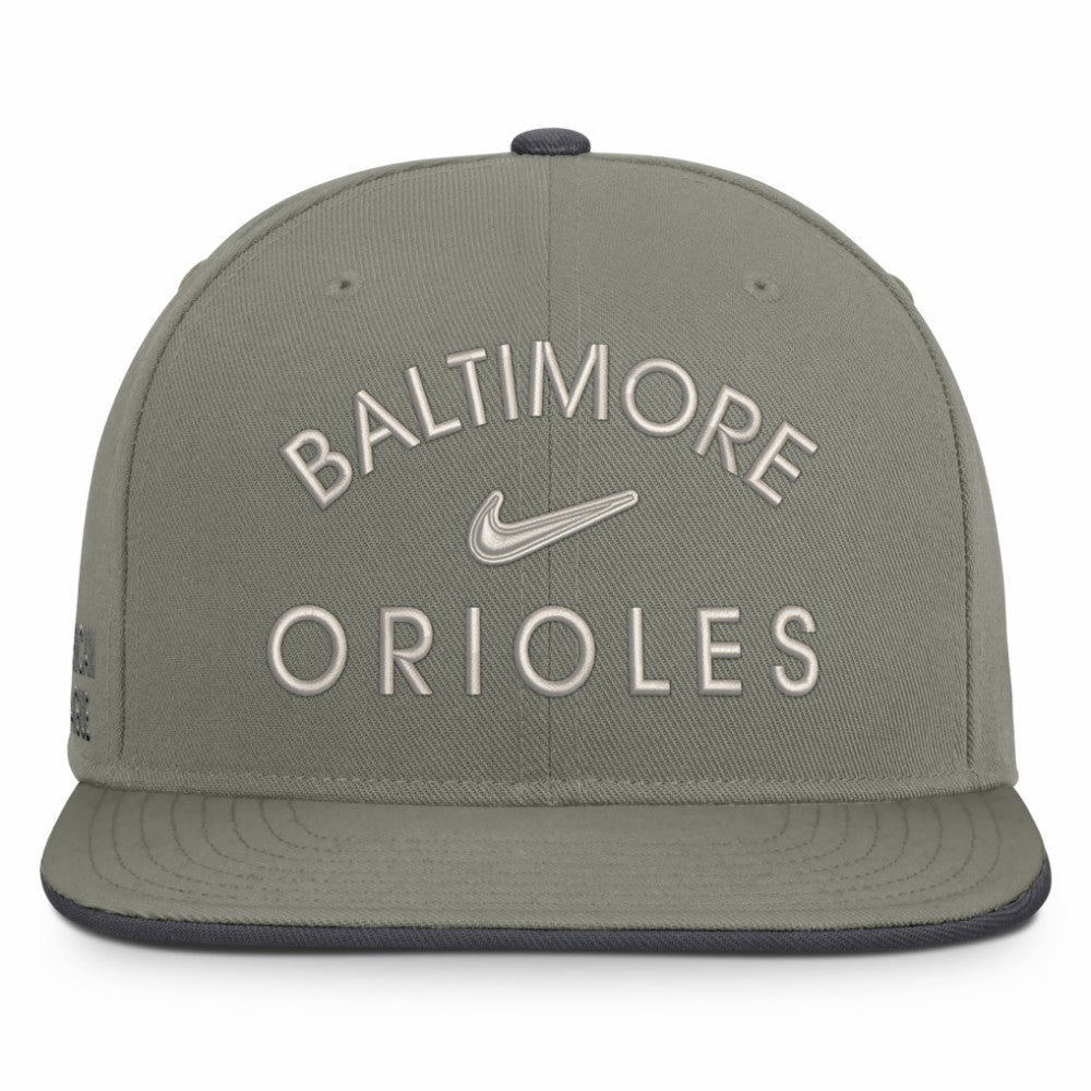 Baltimore Orioles Pro Dri-FIT Snapback Hat Olive | Nike