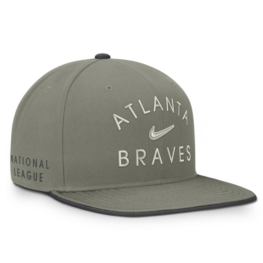 Atlanta Braves Pro Dri-FIT Snapback Hat Olive | Nike