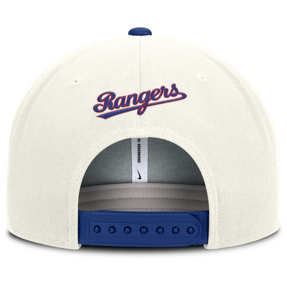 Texas Rangers Cooperstown Pro Dri-FIT Snapback Hat Cream/Royal | Nike
