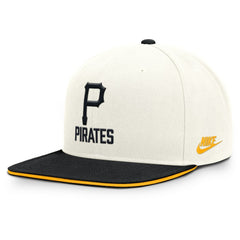 Pittsburgh Pirates Cooperstown Pro Dri-FIT Snapback Hat Cream/Black | Nike