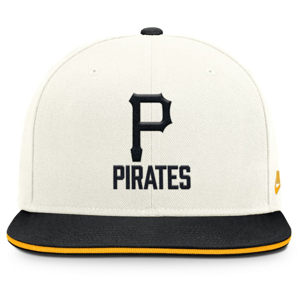 Pittsburgh Pirates Cooperstown Pro Dri-FIT Snapback Hat Cream/Black | Nike