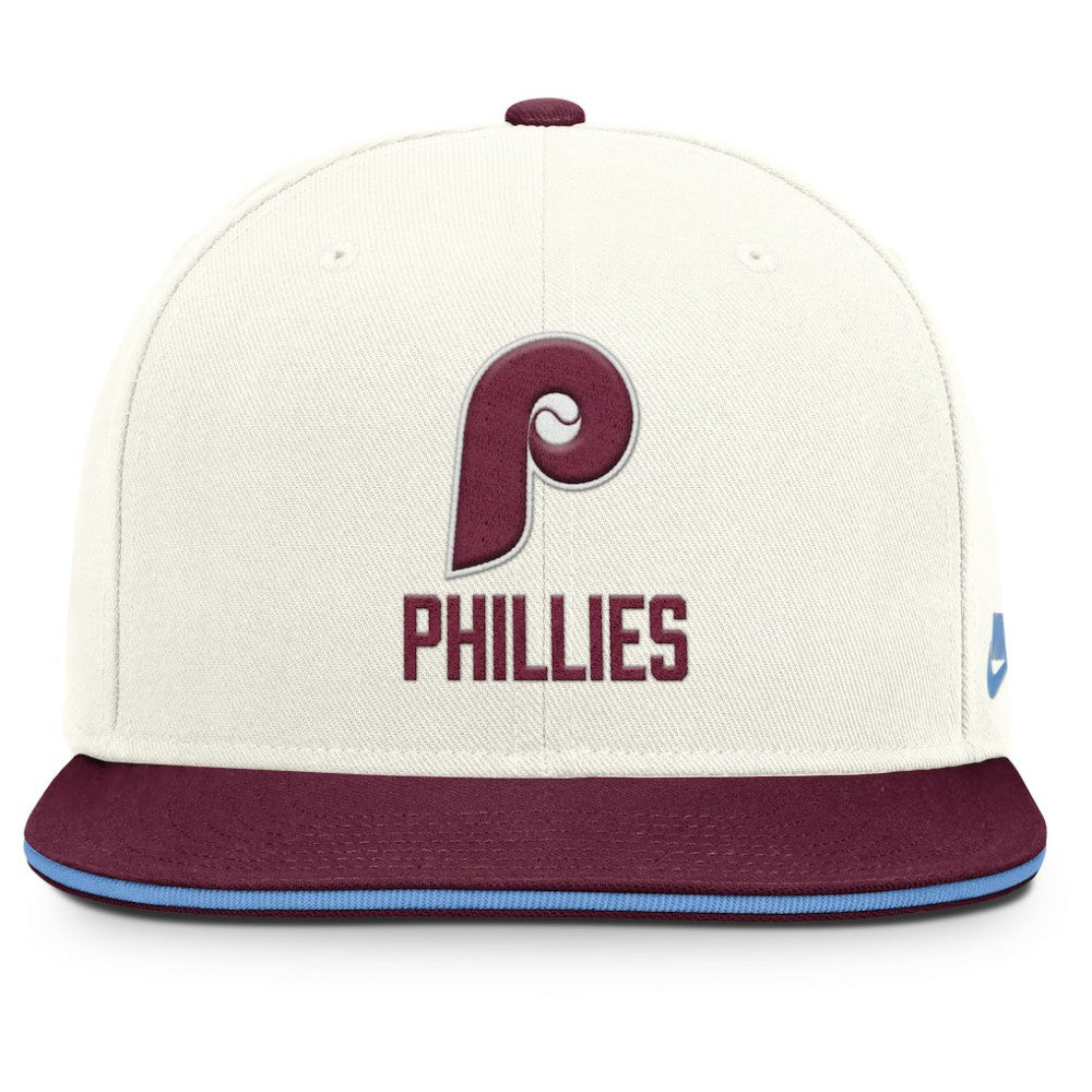 Philadelphia Phillies Cooperstown Pro Dri-FIT Snapback Hat Cream/Burgundy | Nike