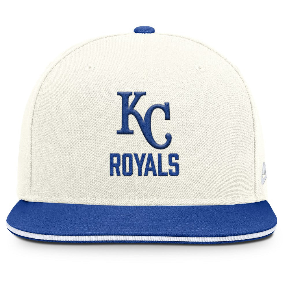 Kansas City Royals Cooperstown Pro Dri-FIT Snapback Hat Cream/Royal | Nike