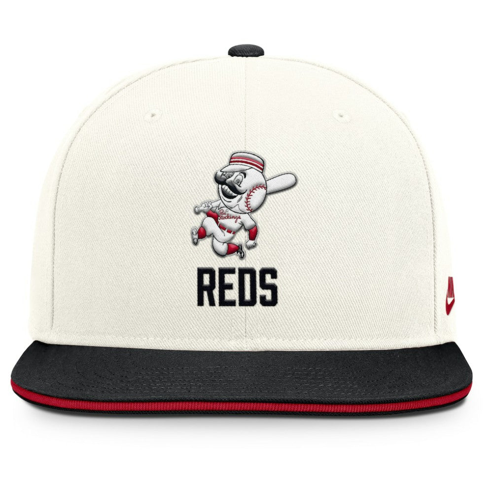 Cincinnati Reds Cooperstown Pro Dri-FIT Snapback Hat Cream/Black | Nike