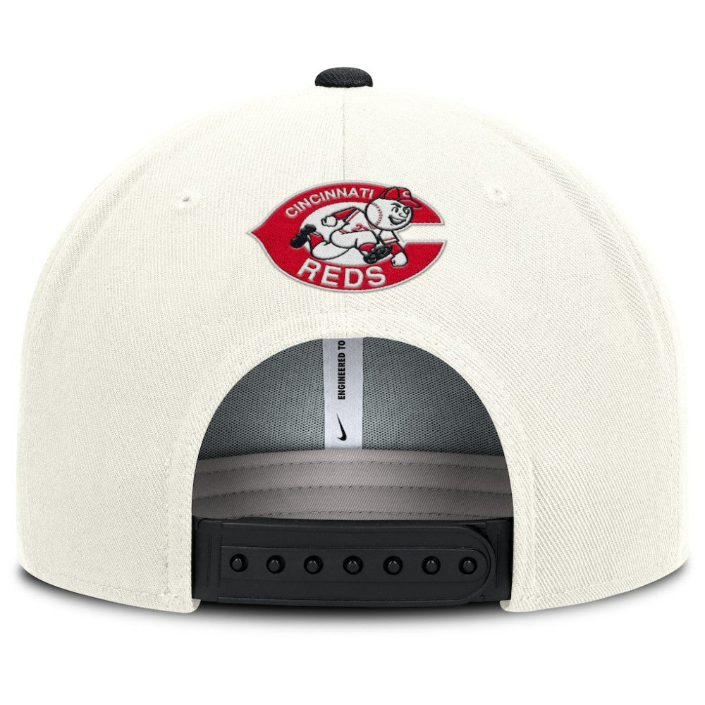 Cincinnati Reds Cooperstown Pro Dri-FIT Snapback Hat Cream/Black | Nike