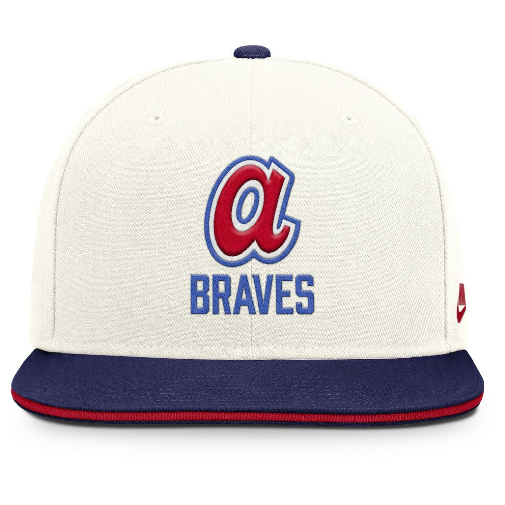 Atlanta Braves Cooperstown Pro Dri-FIT Snapback Hat Cream/Royal | Nike