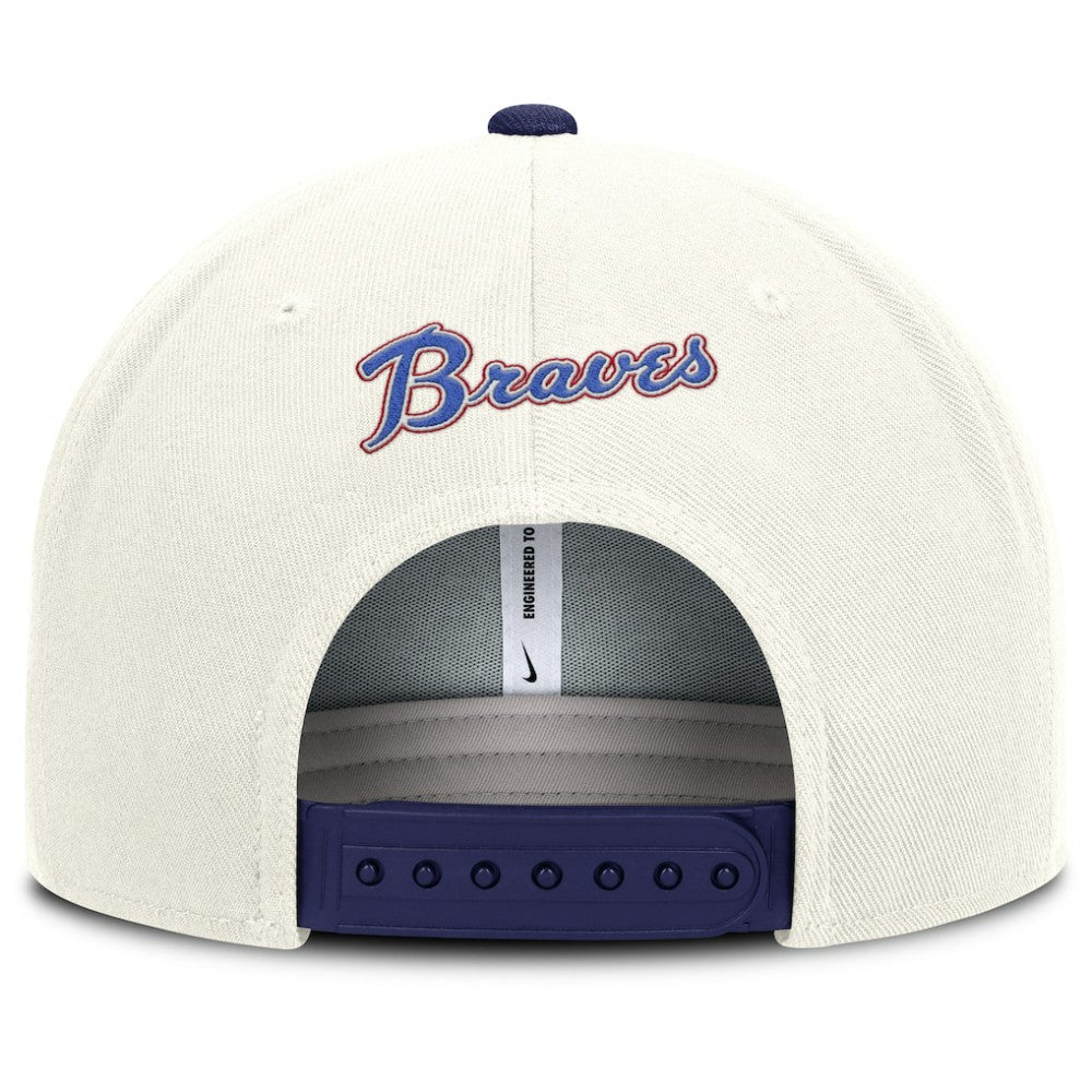 Atlanta Braves Cooperstown Pro Dri-FIT Snapback Hat Cream/Royal | Nike