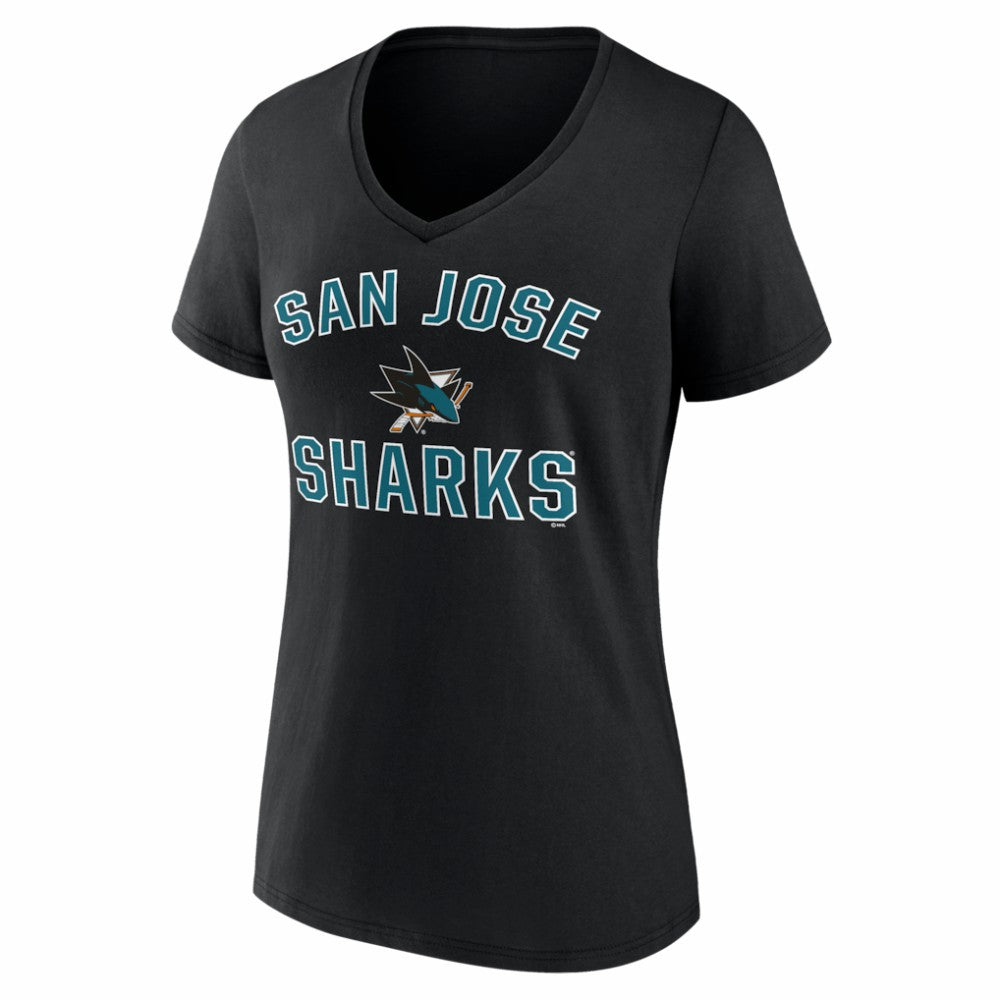 San Jose Sharks Logo Athletic Women's Arch Victory V-Neck T-Shirt Black