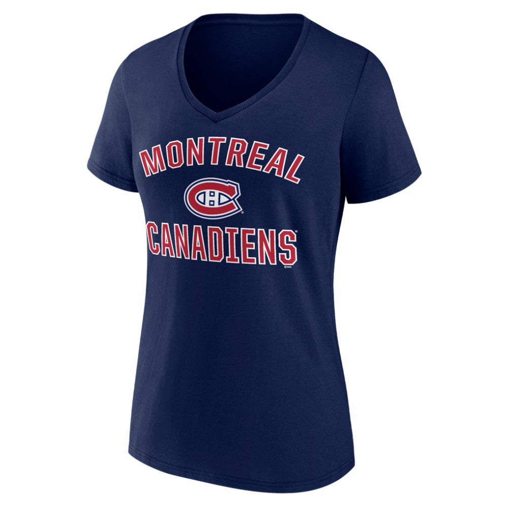 Montreal Canadiens Logo Athletic Women's Arch Victory V-Neck T-Shirt Navy