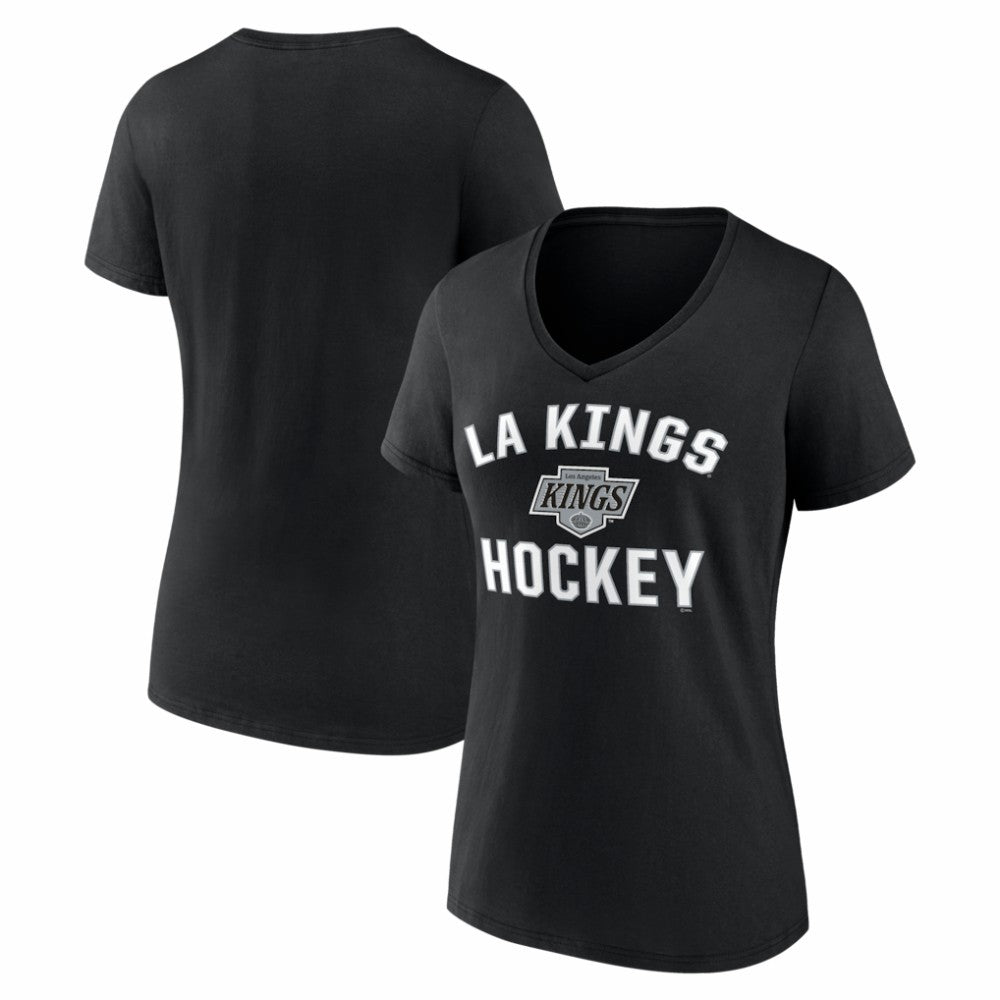 Los Angeles Kings Logo Athletic Women's Arch Victory V-Neck T-Shirt Black