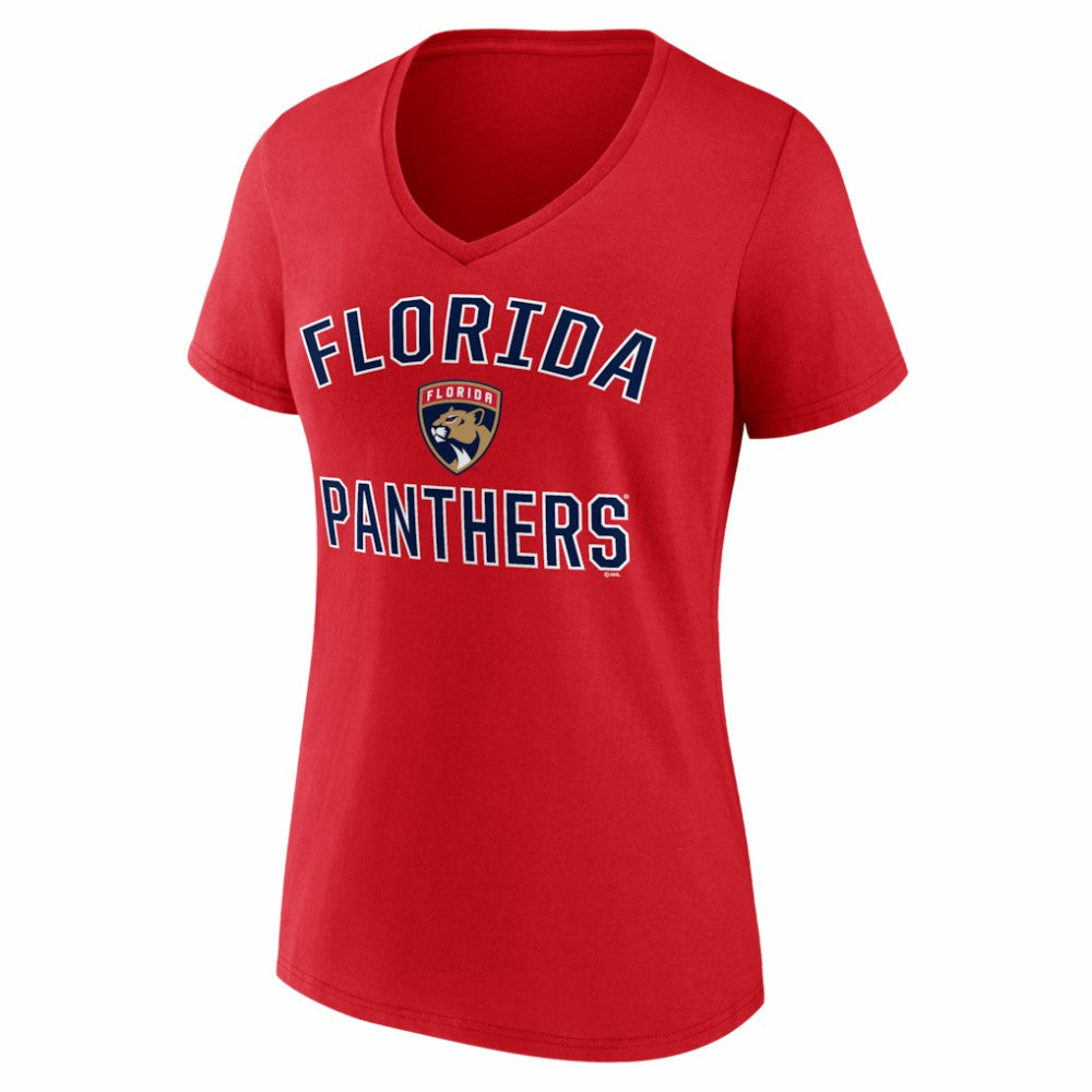 Florida Panthers Logo Athletic Women's Arch Victory V-Neck T-Shirt Red