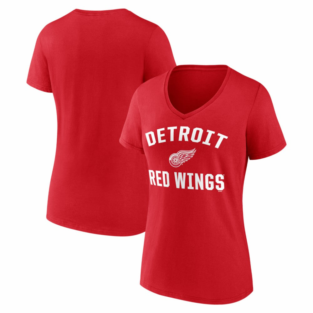 Detroit Red Wings Logo Athletic Women's Arch Victory V-Neck T-Shirt Red