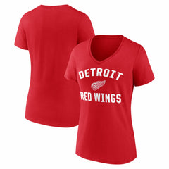 Detroit Red Wings Logo Athletic Women's Arch Victory V-Neck T-Shirt Red
